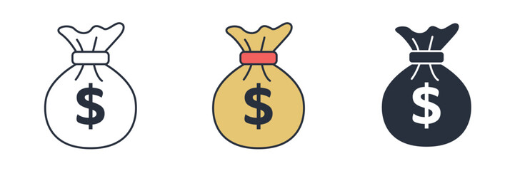 Money Bag Icon theme symbol vector illustration isolated on white background