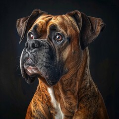 Fototapeta premium Portrait of a boxer dog living in Belgium