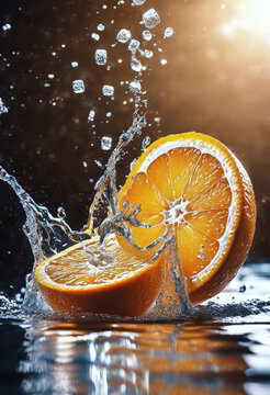 Slices of Orange With Water Splash
