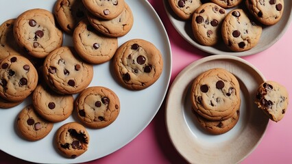 Obraz premium Chocolate chip cookies and milk