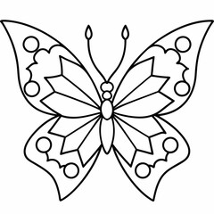 A simple butterfly mandala vector line art illustration
