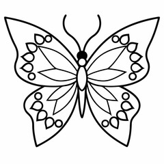 A simple butterfly mandala vector line art illustration
