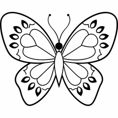 A simple butterfly mandala vector line art illustration
