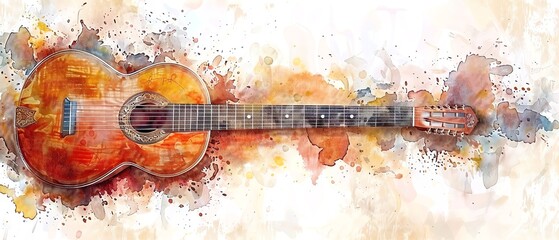 A watercolor painting of a traditional Russian balalaika