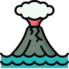 volcano icon illustration design with outline