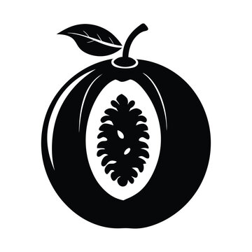 black and white passion fruit cut open clip art preview