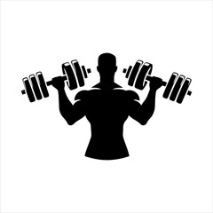 Workout gym bodybuilder silhouette on white background illustration design.