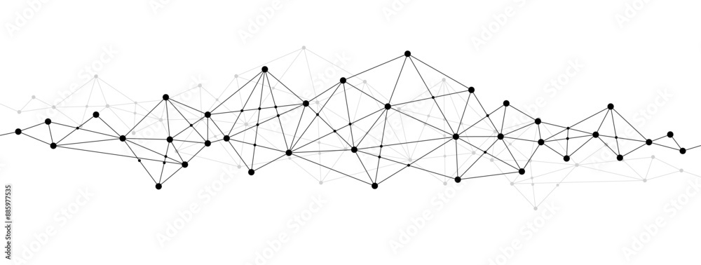 Aufkleber Network polygonal connect lines and dots background template. Technology data transfer server global system graphic vector.	
