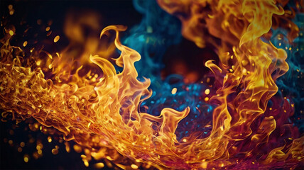 Abstract colorful vibrant flame background