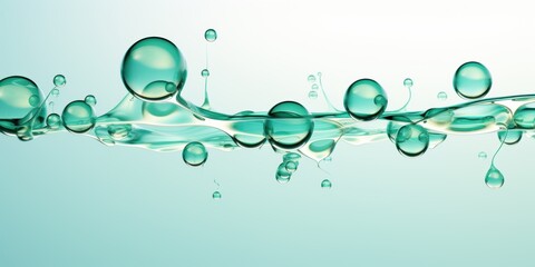 Abstract image of green liquid bubbles forming intricate patterns against a light background, showcasing fluid dynamics and artistic design.