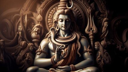 Fototapeta premium Hindu God Shiva statue in meditation