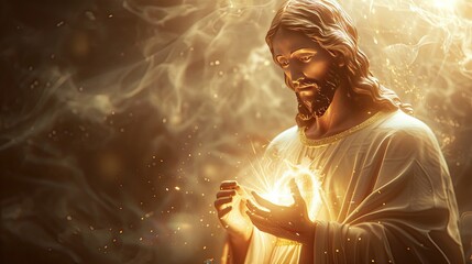 Obraz premium Jesus Christ, the Son of God, is the central figure of Christianity. He is believed to be the Messiah who was sent to save humanity from sin.