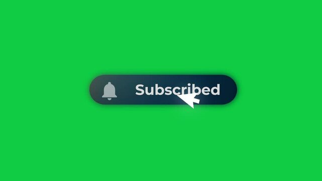 An animated dynamic modern red subscribe button and bell on green screen background