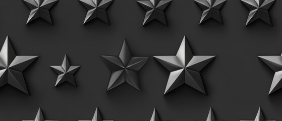Obraz premium Seamless pattern of 3D metallic stars on a dark background. Perfect for wallpapers, backgrounds, and decorations.