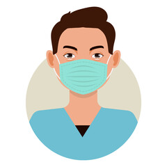 Man Medical Staff Character with Cartoon Design and Shape. Vector Illustration