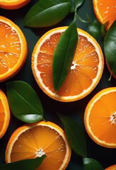 Fresh Orange With Green Leaves