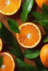Fresh Orange With Green Leaves