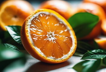 Fresh Orange With Green Leaves