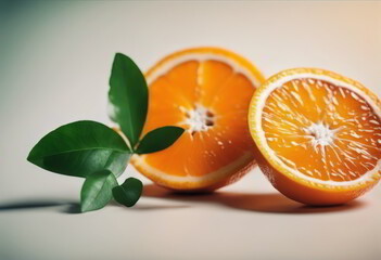 Fresh Orange With Green Leaves