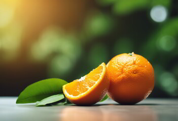 Fresh Orange With Green Leaves