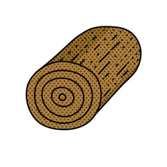 single wood log halftone hand drawn  color vector illustration