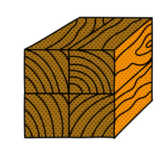 wood post stacked marking halftone hand drawn  color vector illustration