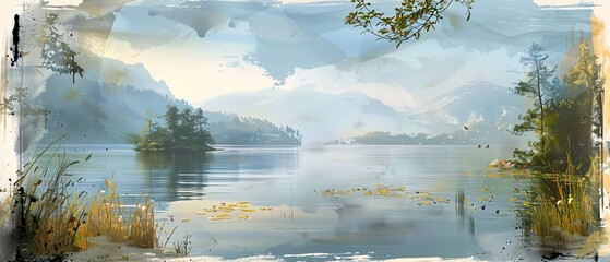 Lake scene ephemera landscape.