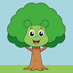 Cartoon Tree Vector Art Illustration