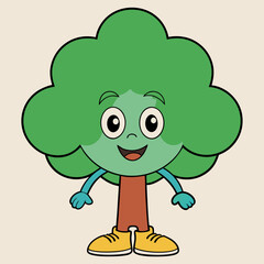 Cartoon Tree Vector Art Illustration