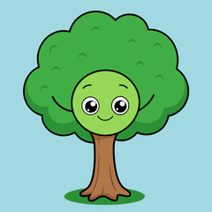 Cartoon Tree Vector Art Illustration