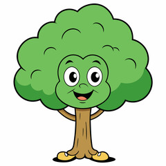 Cartoon Tree Vector Art Illustration