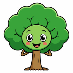 Cartoon Tree Vector Art Illustration