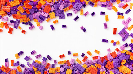 Colorful Building Blocks Banner Background with Toys Isolated