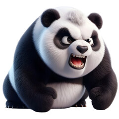 Fototapeta premium an angry looking panda, 3d rendering, isolated on transparent background