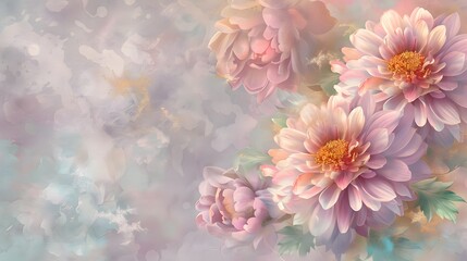 Soft Pastel Pink Flowers with Golden Sparkle.