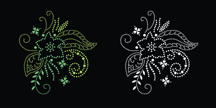 Rhinestone flower vector Design. rhinestone elephant vector design for Illustration of collar neck decoration with rhinestones in the form of a necklace. Flower Transfer Rhinestone. 