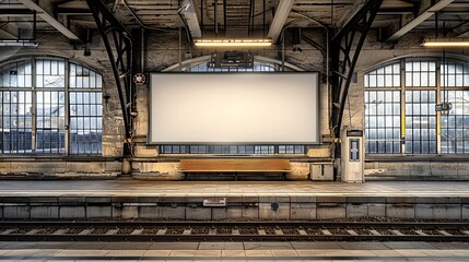 Blank poster at railway station.