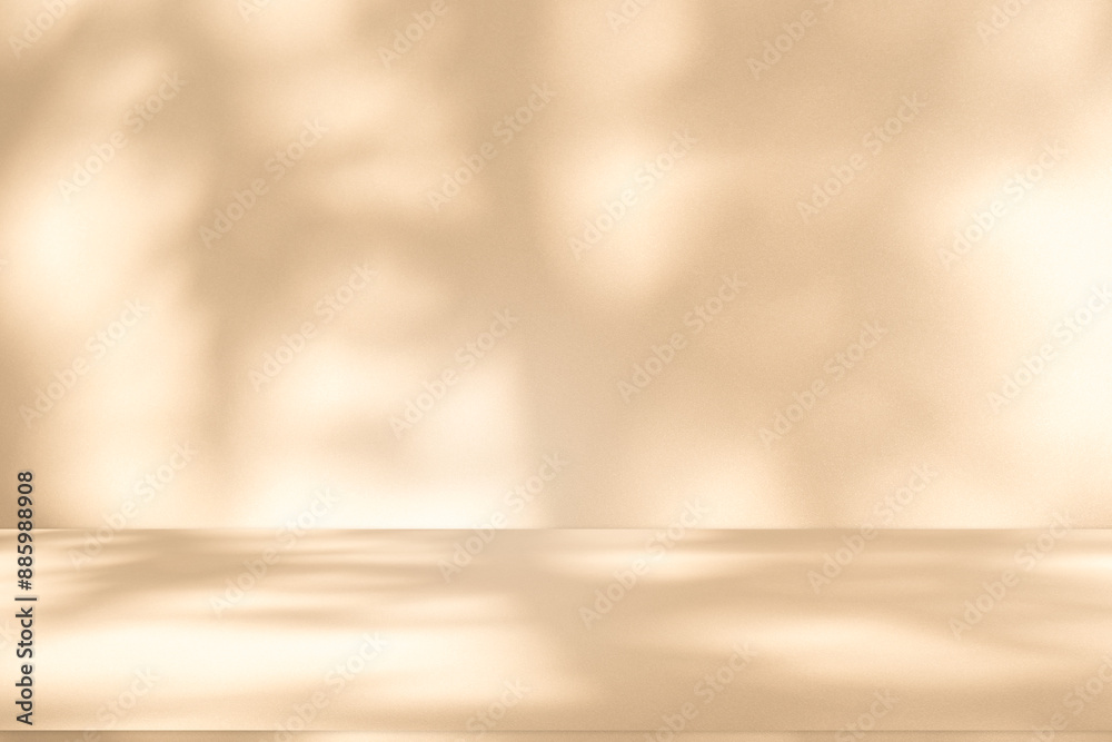 Aufkleber studio style background wall decoration presentation uses white and beige tones. with shadows cast f