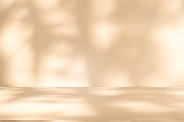 Studio style background wall decoration presentation uses white and beige tones. with shadows cast from a nearby window, concept creating a decorative backdrop.