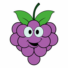 Grapes cartoon vector line art illustration whit white background