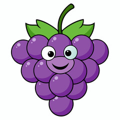 Grapes cartoon vector line art illustration whit white background