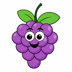 Grapes cartoon vector line art illustration whit white background