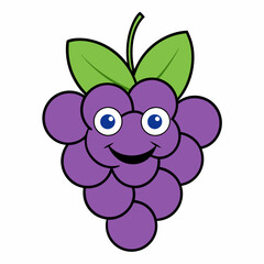 Grapes cartoon vector line art illustration whit white background