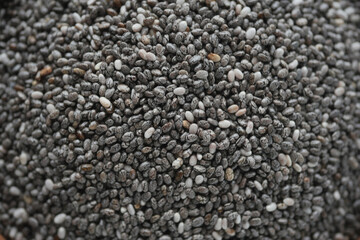 close up of chia seed in a container ,