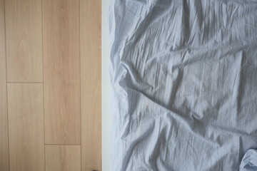 messy bed in early morning , messy bed after waking up 
