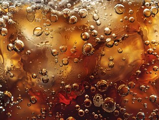 Effervescent Cola Bubbles with Transparent Backdrop