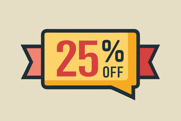  label rectangle 25% off vector artwork illustration image