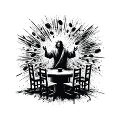 Obraz premium Cleansing the Temple, Capture the righteous anger as Jesus overturns tables