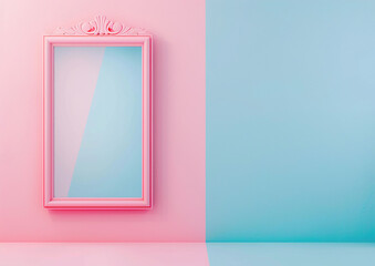 Pastel-themed retro frame mockup, smart layers for easy design placement