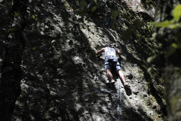 Obraz premium Escalada en roca natural. Jilotepec, México.